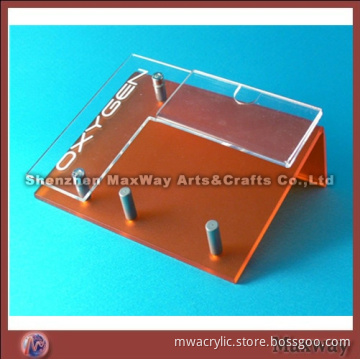 Fashionable acrylic desk calendar Display stand/holder with red base and name card holder